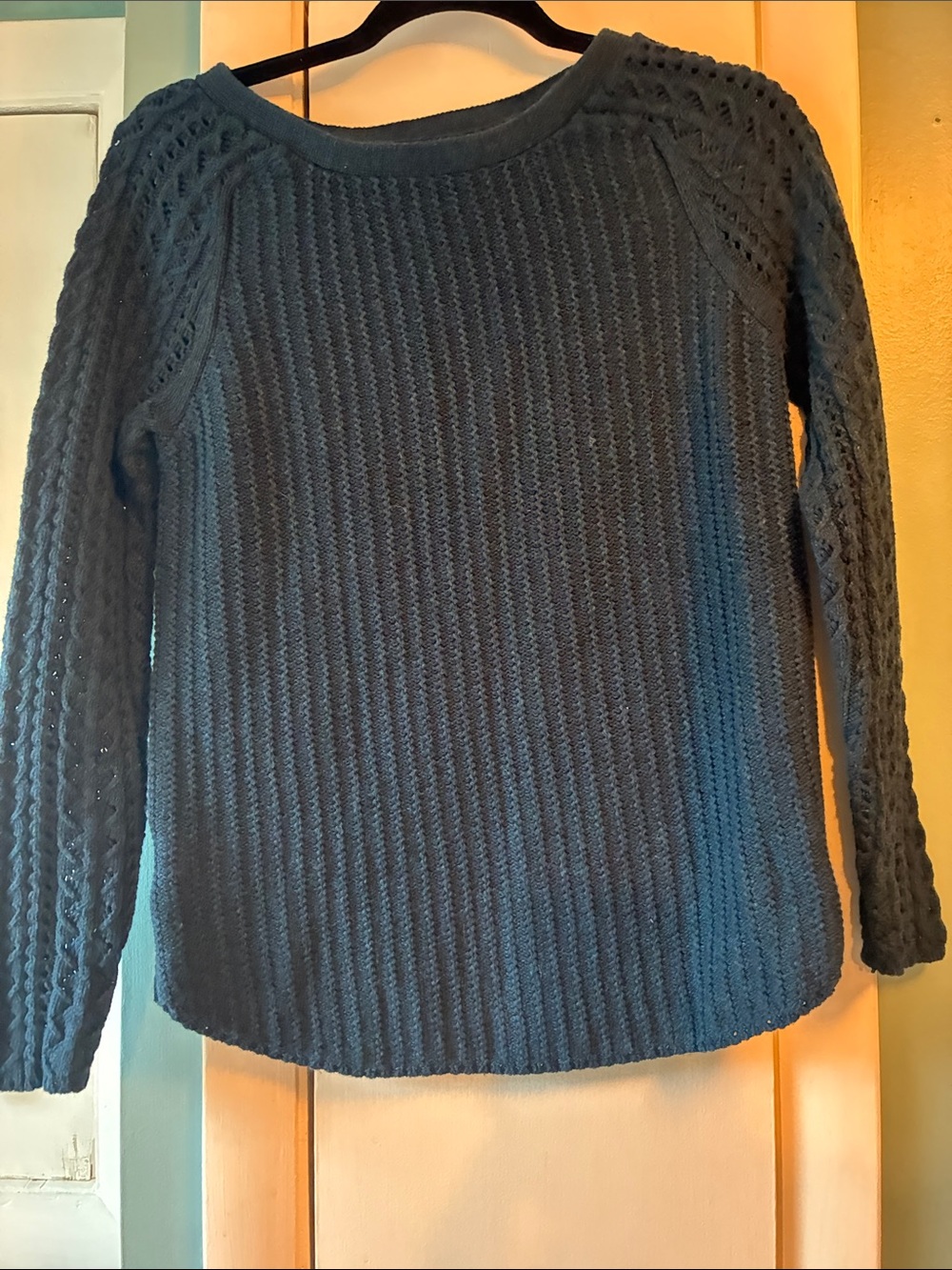 LOFT Navy Cable Knit Turtleneck Sweater